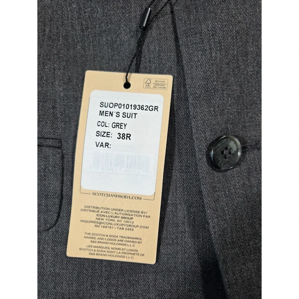 Scotch & Soda Amsterdam Mens 38R Gray 100% Wool Blazer Suit Jacket NWT